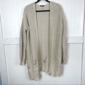PEYTON JENSEN Yvette Distressed Chunky Knit Cardigan